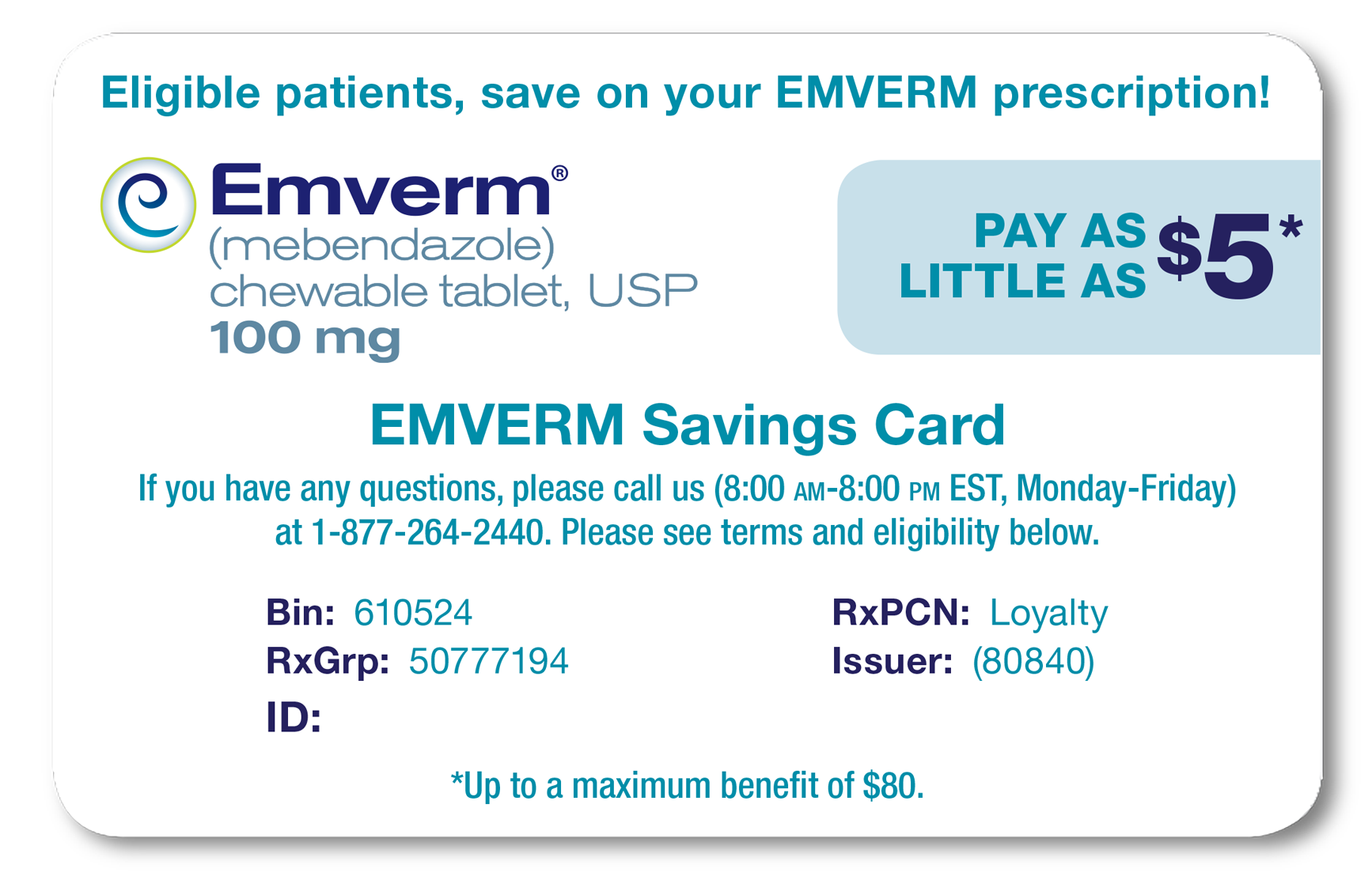 EMVERM Single-Use Coupon card